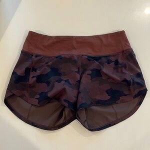 Lululemon Speed Up Mid-Rise Lined Short 4” Camo Brown Earth